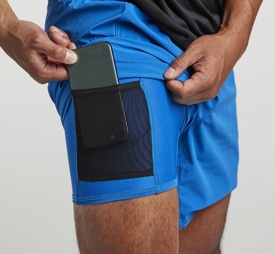 Hoka One One Mens Shorts - Performance - Blue - PLEF15026